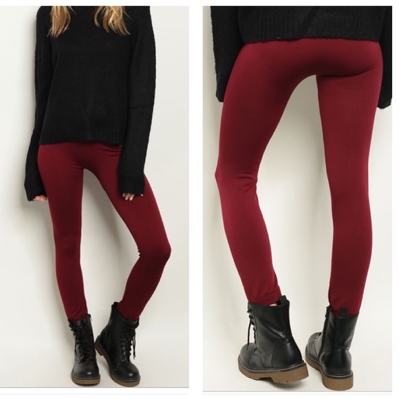 Wine fleece lined leggings - Picture 3 of 8